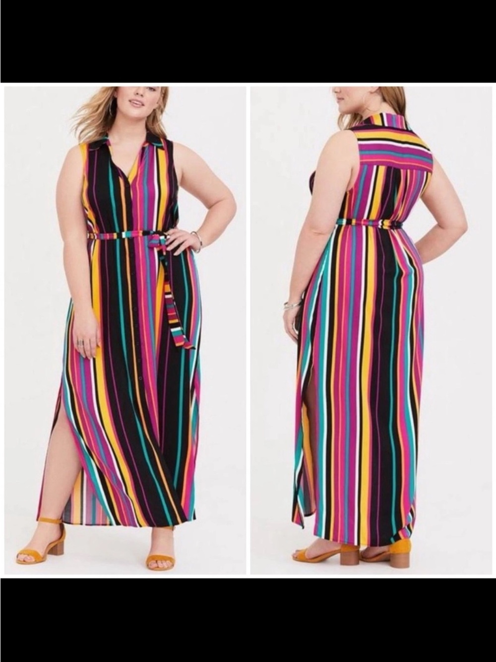 Torrid Multi Striped Challis Maxi Dress with Slits